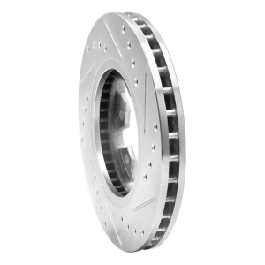 Nissan NP300 Brake Rotor (1) - Front Left - R1 Concepts - Drilled & Slotted - Silver - `85-`12